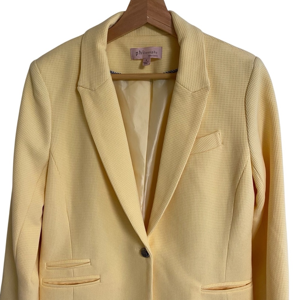 Philosophy Yellow Single Button Textured Tailored… - image 4